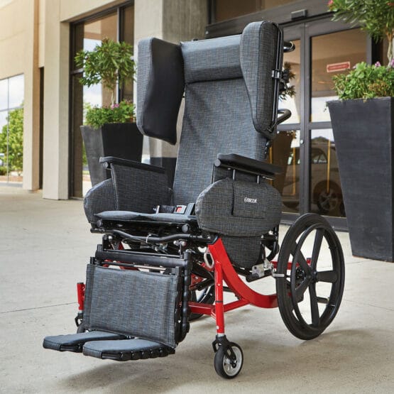 A wheelchair equipped with a seat and backrest for wheelchair transportation services near me.
